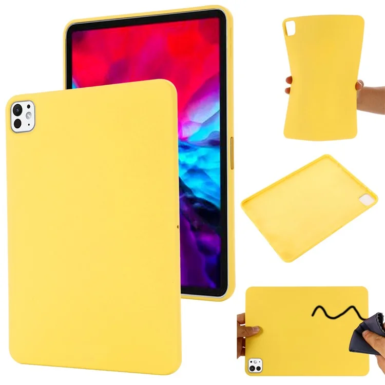 For iPad Pro 11 (2024) Case Liquid Silicone Anti-Scratch Tablet Cover - Yellow