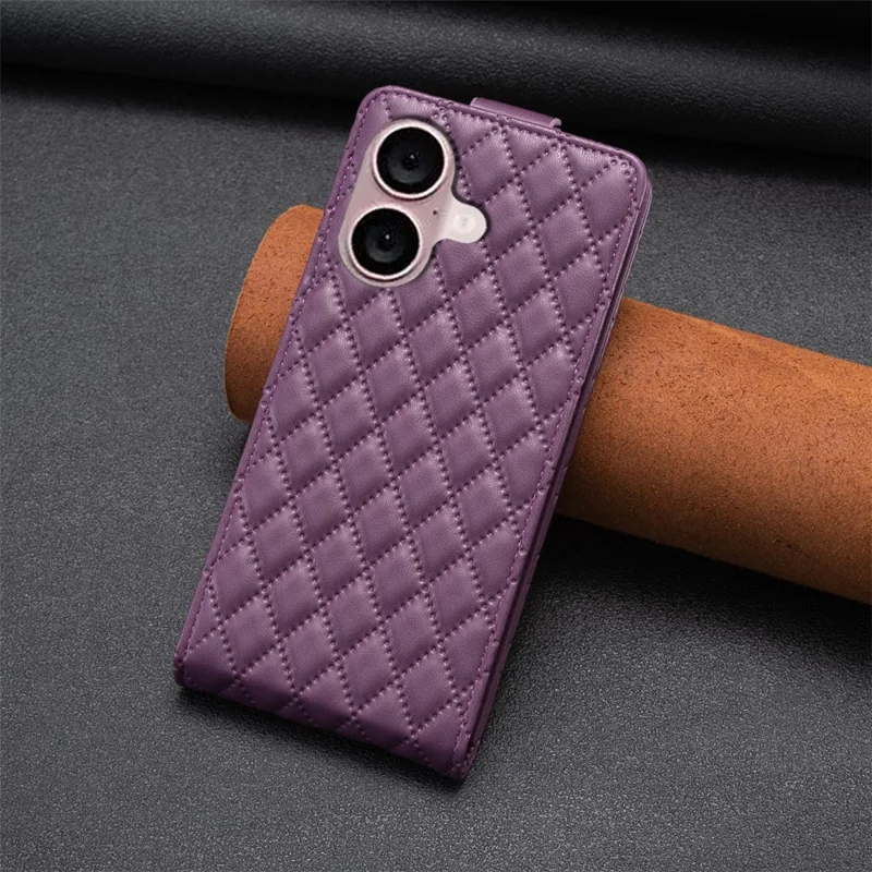 BF30 For iPhone 16 Plus Wholesale Phone Case Vertical Flip PU Leather Phone Cover with Card Slot - Dark Purple
