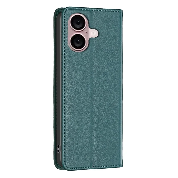 BINFEN COLOR BF18 Para iPhone 16 Plus Case Fechamento Magnético Capa de Telefone Antiarranhões de Couro - Verde