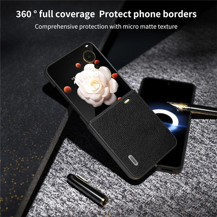 Capa 5G Litchi Texture Anti-Deslizante para Honor Magic V Flip - Preta
