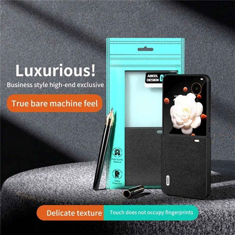 Capa 5G Litchi Texture Anti-Deslizante para Honor Magic V Flip - Preta