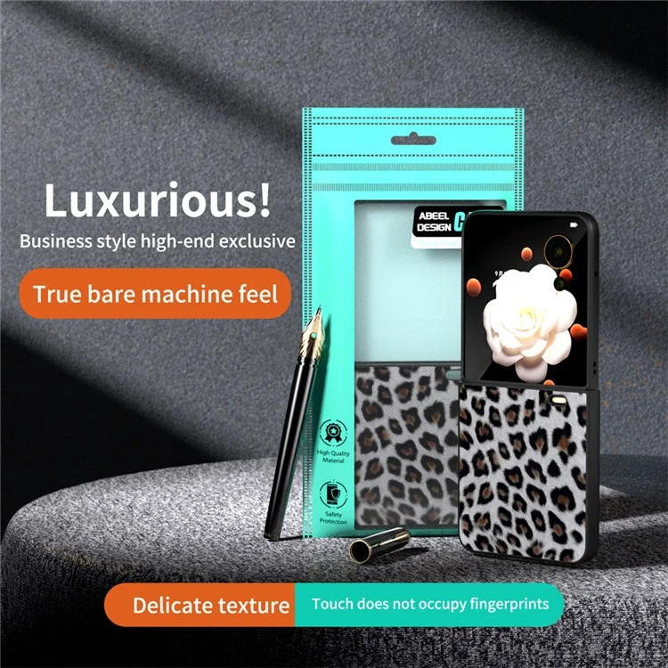 For Honor Magic V Flip 5G Case PU Leather Leopard Pattern Back Phone Cover - Silver
