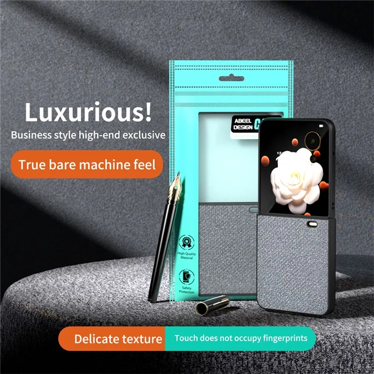 For Honor Magic V Flip 5G Case PU Leather Rhinestone Texture Phone Cover - Cinza