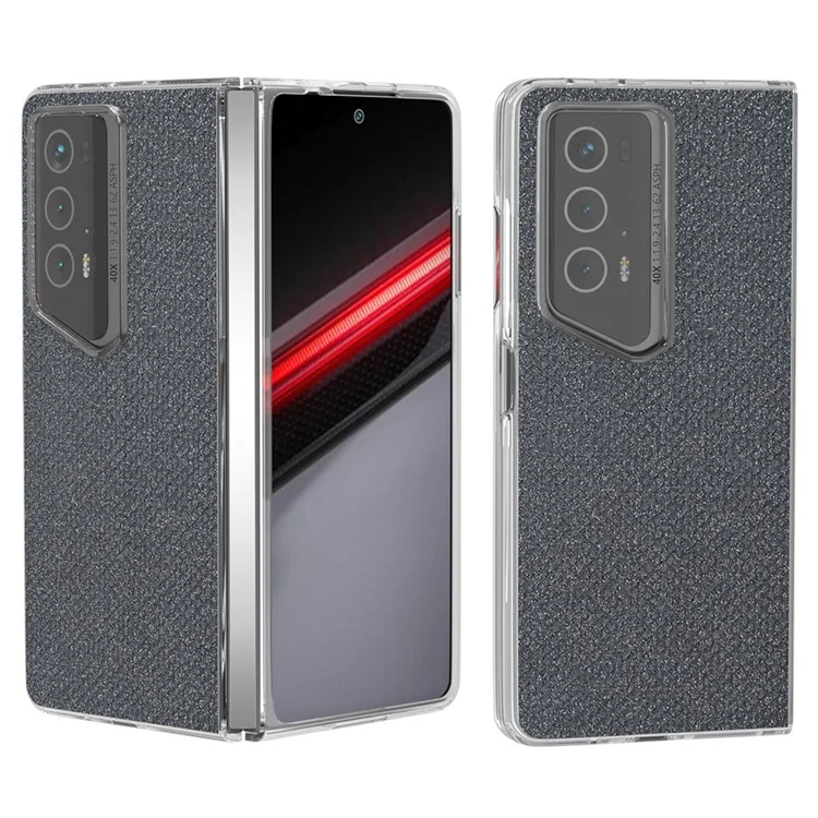 For Honor Magic V2 RSR Porsche Design Case PU+PC Phone Cover Rhinestone Texture - Grey