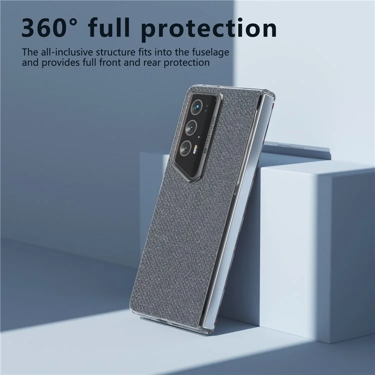 For Honor Magic V2 RSR Porsche Design Case PU+PC Phone Cover Rhinestone Texture - Grey