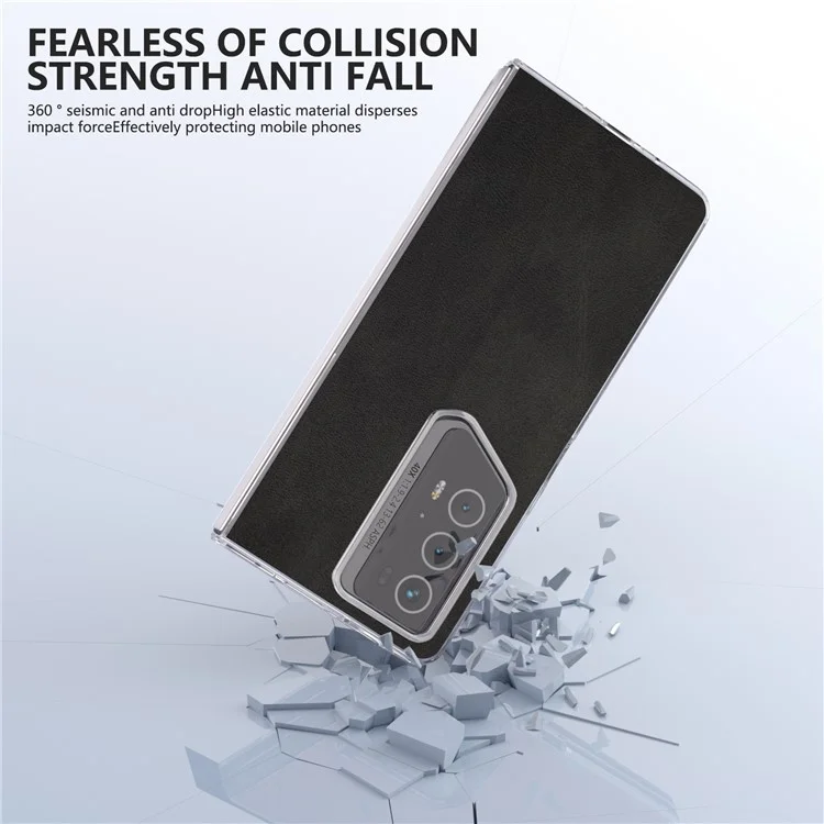 For Honor Magic V2 RSR Porsche Design Case Clear Matte Edge PU+PC Phone Cover Cowhide Texture - Black