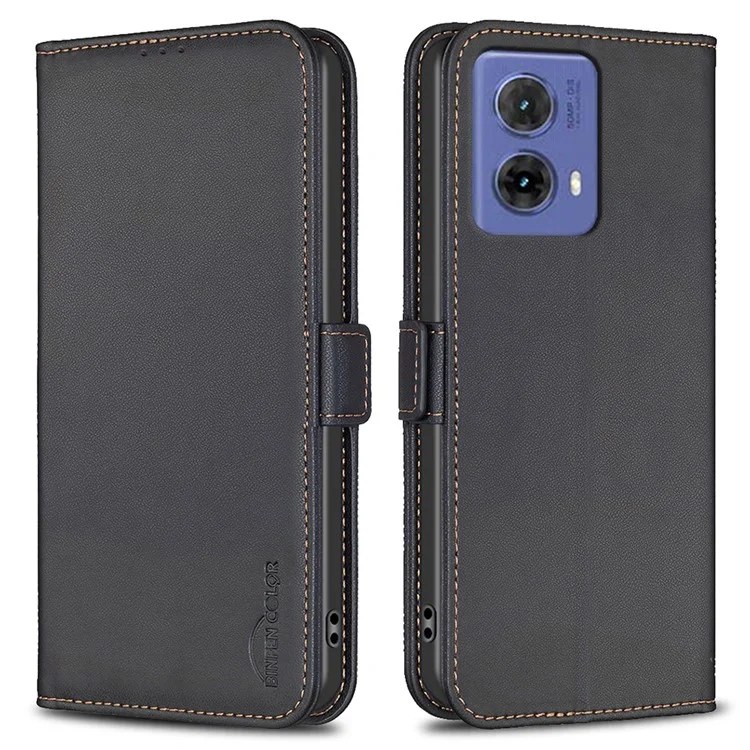 BINFEN COLOR BF31 для Motorola Moto G85 5G / S50 Neo 5G Чехол-бумажник Кожаный Флип Чехол для телефона - Черный