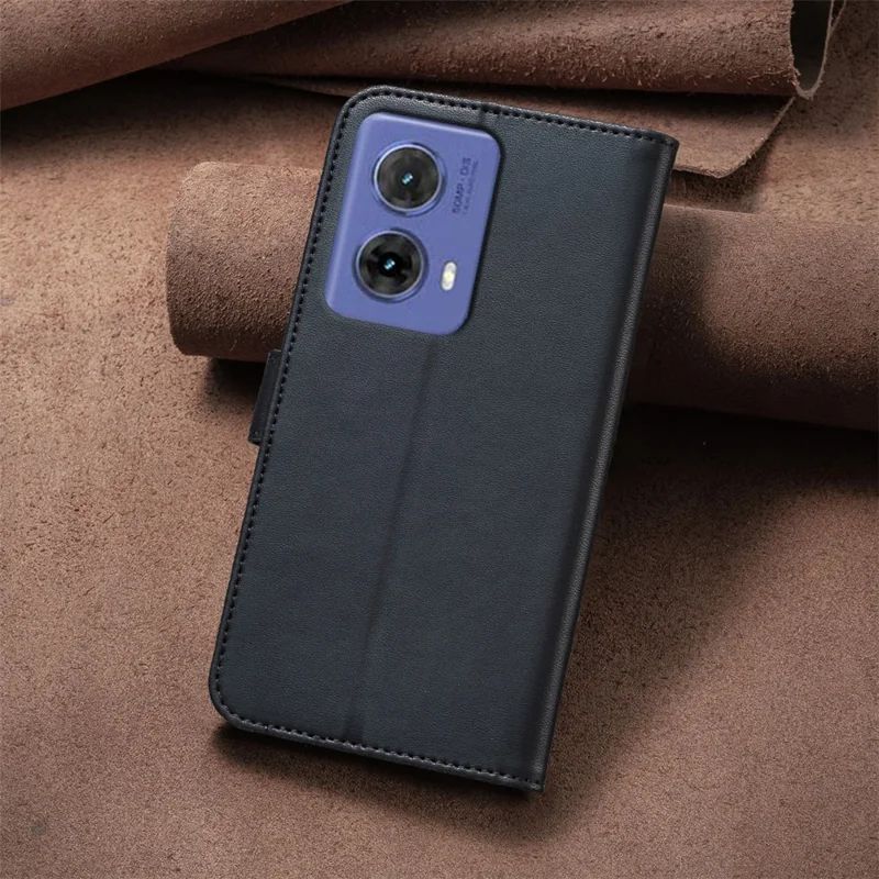 For Motorola Moto G85 5G / S50 Neo 5G Case Clover Pattern PU Leather Wallet Phone Cover - Black