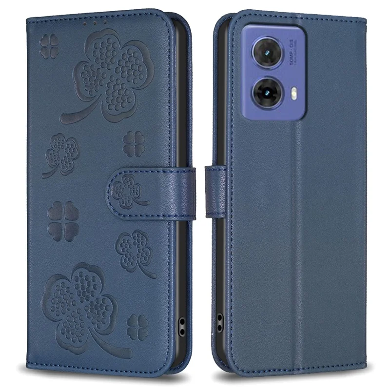 For Motorola Moto G85 5G / S50 Neo 5G Case Clover Pattern PU Leather Wallet Phone Cover - Blue
