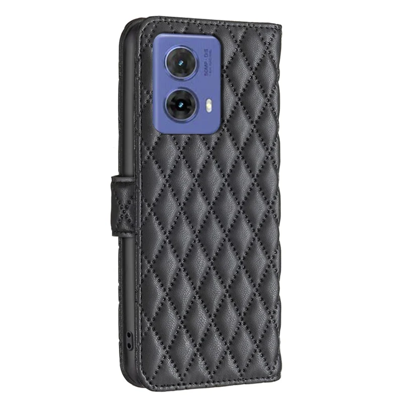 BINFEN COLOR BF Style-14 Pour Motorola Moto G85 5G / S50 Neo 5G Étui en cuir pour téléphone Rhombus Grid - Noir