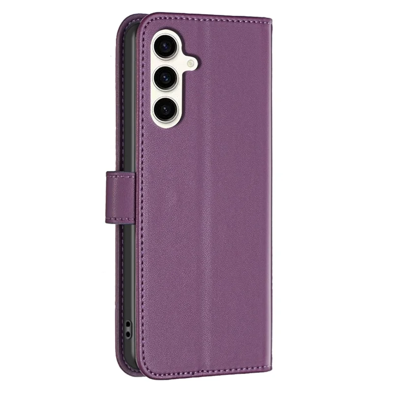 BINFEN COLOR BF17 For Samsung Galaxy S24 FE Shell PU Leather Stand Phone Case Wallet Cover - Dark Purple