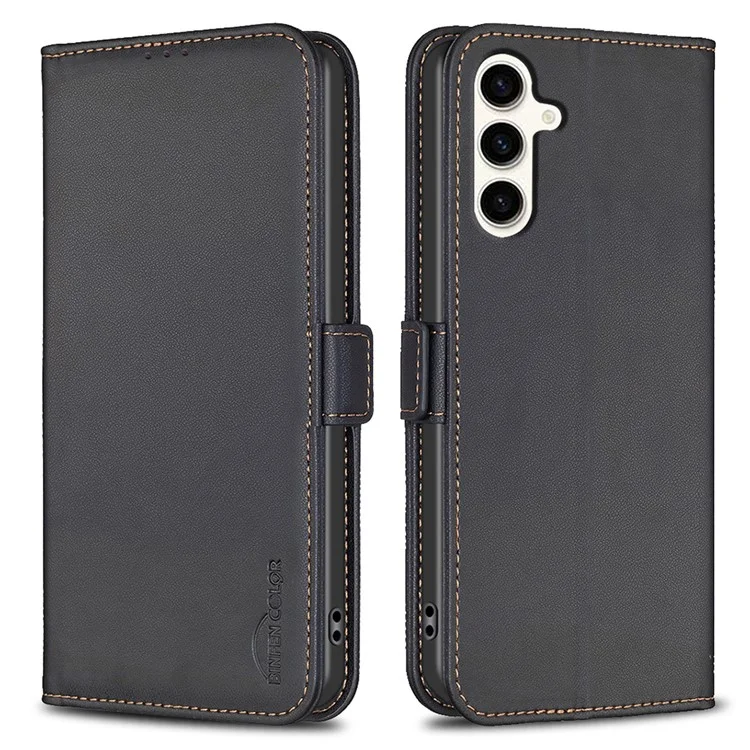 BINFEN COLOR BF31 Für Samsung Galaxy S24 FE Hülle PU-Leder Wallet Flip Stand Handyhülle - Schwarz