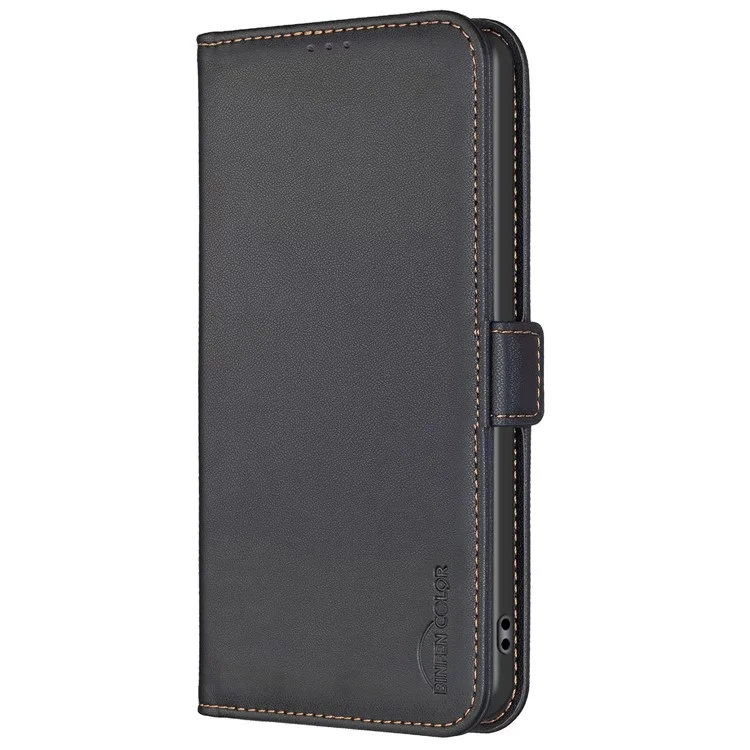 BINFEN COLOR BF31 Für Samsung Galaxy S24 FE Hülle PU-Leder Wallet Flip Stand Handyhülle - Schwarz