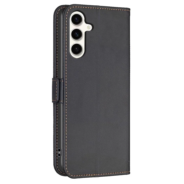 BINFEN COLOR BF31 Für Samsung Galaxy S24 FE Hülle PU-Leder Wallet Flip Stand Handyhülle - Schwarz
