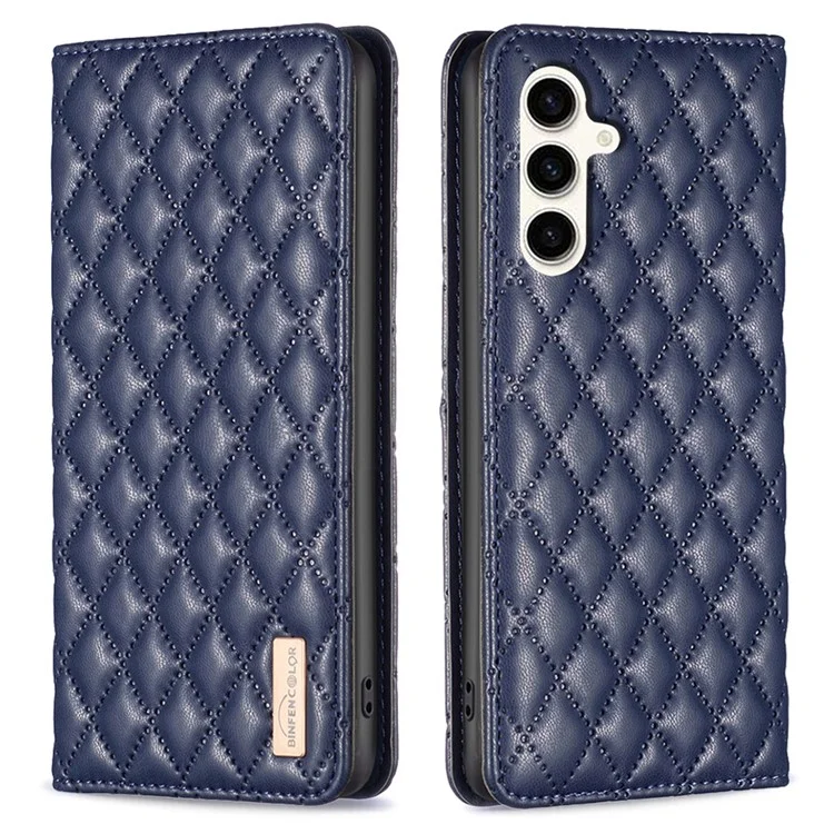 BINFEN COLOR BF Style-16 Für Samsung Galaxy S24 FE Ständer Handyhülle PU-Leder Handyhülle mit Kartenschlitzen - Blau