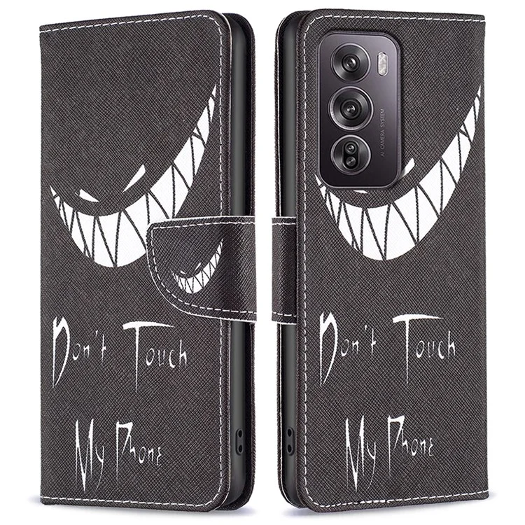 For Oppo Reno12 Pro 5G (Global) Case PU Leather Pattern Print Phone Cover - Don't Touch My Phone