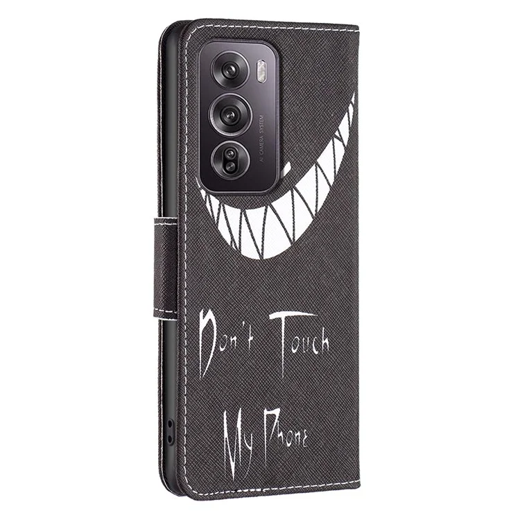 For Oppo Reno12 Pro 5G (Global) Case PU Leather Pattern Print Phone Cover - Don't Touch My Phone
