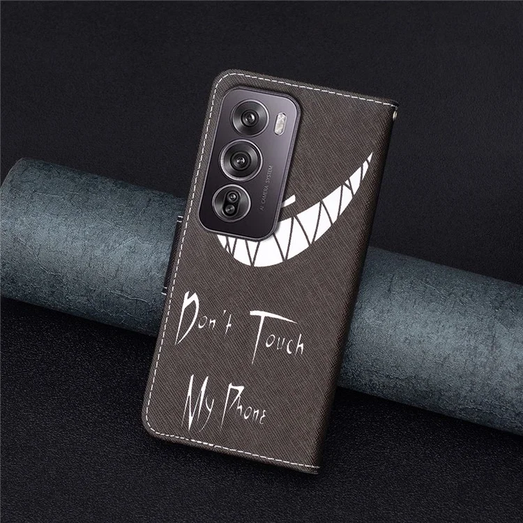 For Oppo Reno12 Pro 5G (Global) Case PU Leather Pattern Print Phone Cover - Don't Touch My Phone