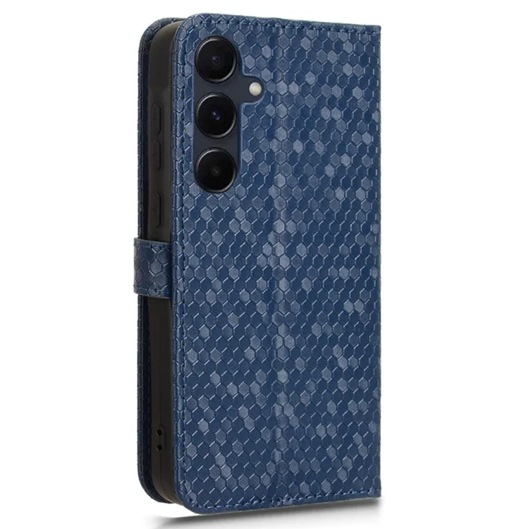 Para Samsung Galaxy F55 5G / M55 5G / C55 5G Capa Padrão de Pontos Capa de Carteira de Couro Sintético de Dobra - Azul Escuro