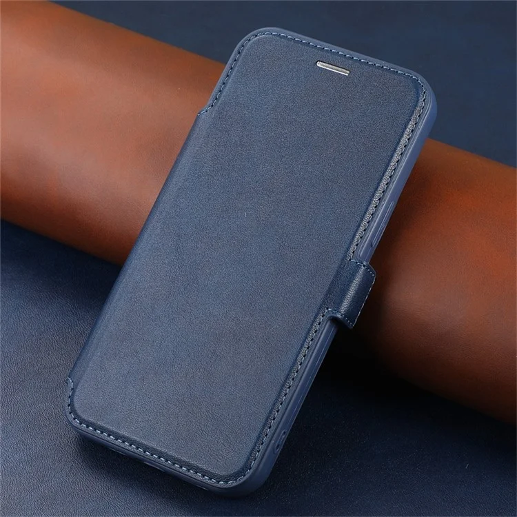 Для iPhone 14 Pro Slide Camera Protection Folio Flip Phone Case PU Leather Stand Card Holder Cover - Blue