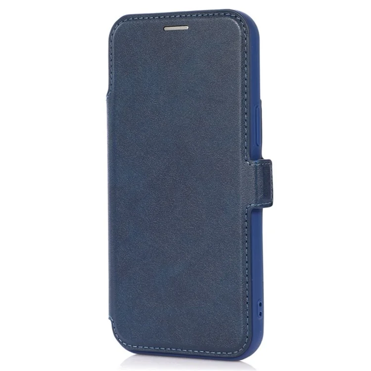 Для iPhone 14 Pro Slide Camera Protection Folio Flip Phone Case PU Leather Stand Card Holder Cover - Blue