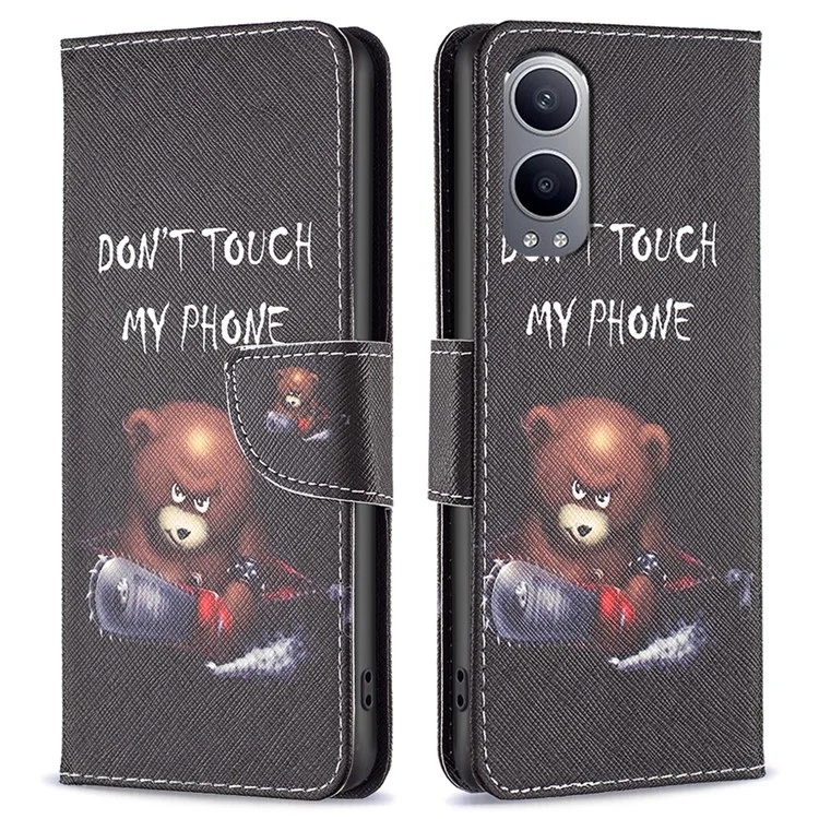 For OnePlus Nord CE4 Lite 5G Case Leather Phone Cover Pattern Printing - Bear
