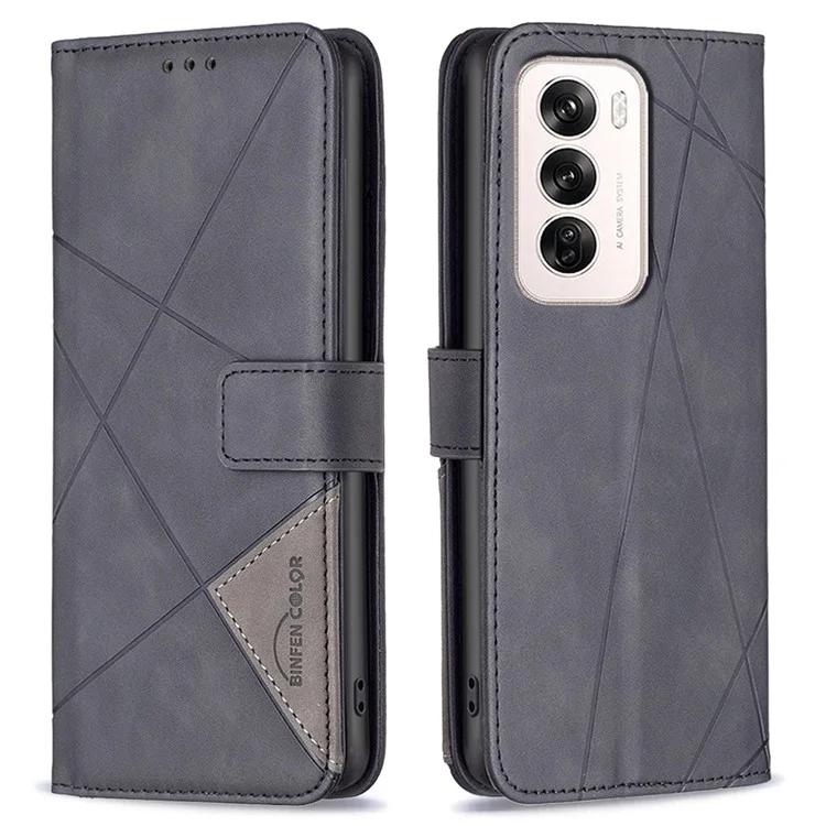 BINFEN COLOR BF05 Per Oppo Reno12 5G (Global) Custodia Flip in Pelle PU per Telefono con Supporto - Nero