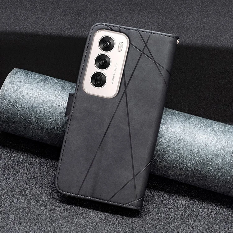 BINFEN COLOR BF05 Per Oppo Reno12 5G (Global) Custodia Flip in Pelle PU per Telefono con Supporto - Nero