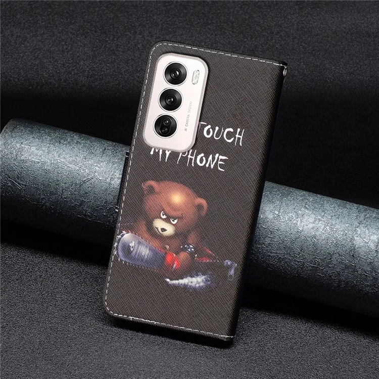 Pour Oppo Reno12 5G (Global) Case Pattern Print PU Leather Phone Cover - Bear