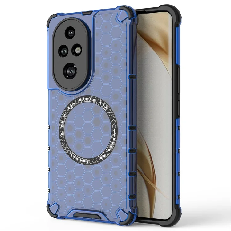 For Honor 200 Pro 5G Case Honeycomb TPU+PC Cell Phone Cover Compatible with MagSafe - Blue