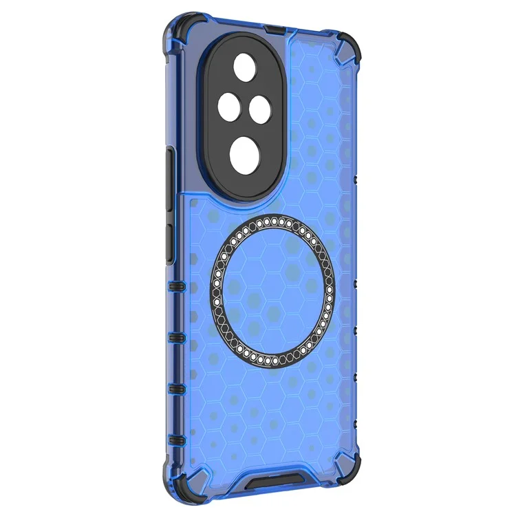 For Honor 200 Pro 5G Case Honeycomb TPU+PC Cell Phone Cover Compatible with MagSafe - Blue
