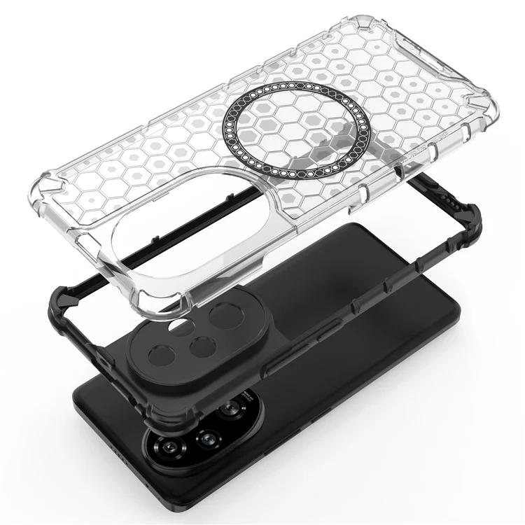 For Honor 200 Pro 5G Case Honeycomb TPU+PC Cell Phone Cover Compatible with MagSafe - Blue