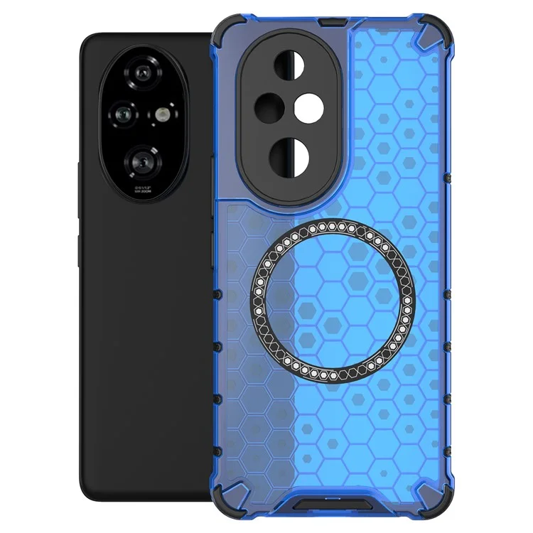 For Honor 200 Pro 5G Case Honeycomb TPU+PC Cell Phone Cover Compatible with MagSafe - Blue
