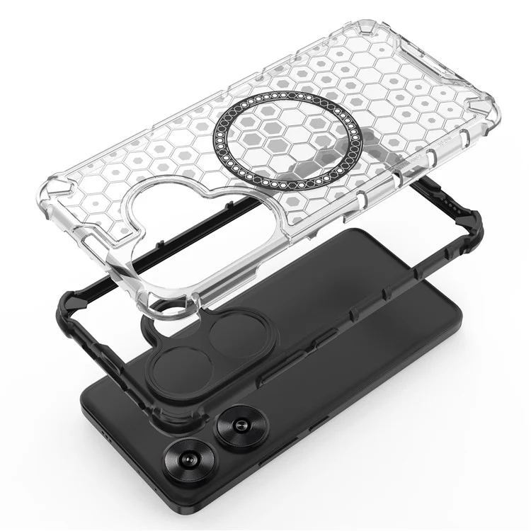 Pour Xiaomi Poco F6 5G / Redmi Turbo 3 5G Étui magnétique Honeycomb TPU+PC Housse de téléphone - Bleu
