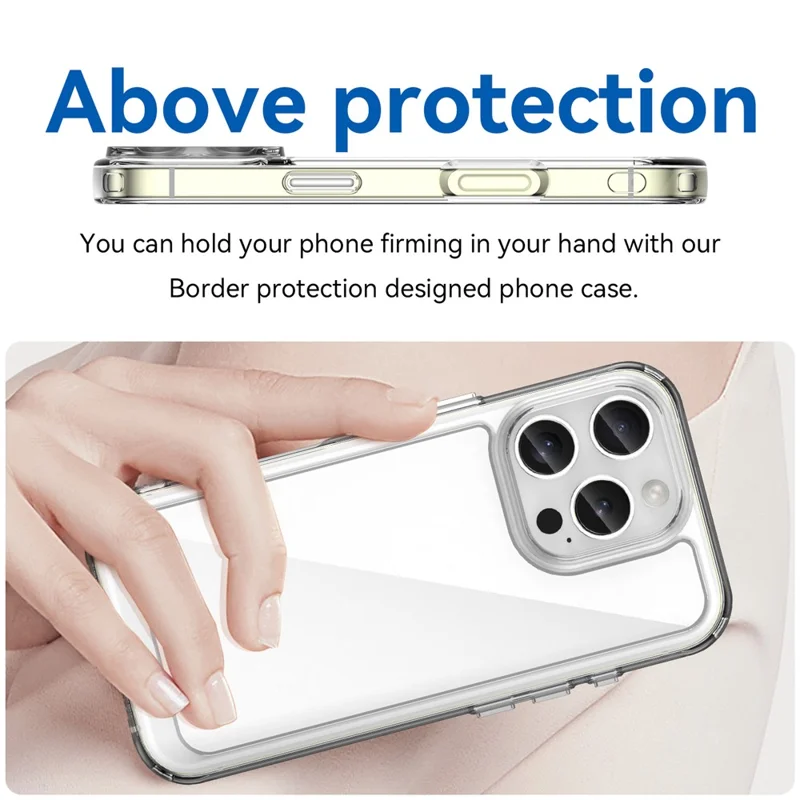 Per iPhone 16 Pro Clear Case TPU + Custodia posteriore in acrilico (Foro obiettivo posteriore grande)