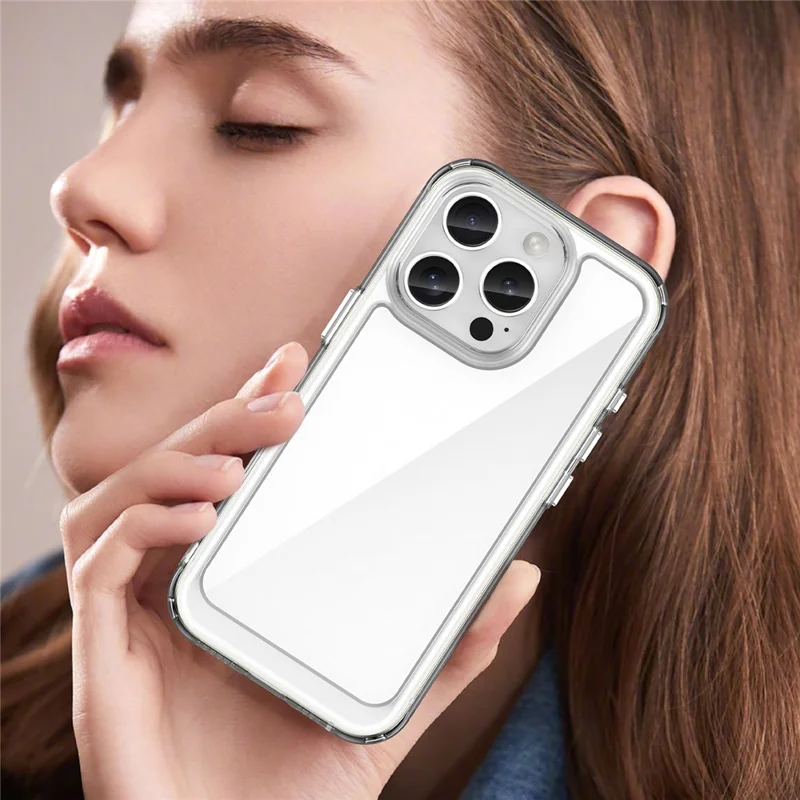 Per iPhone 16 Pro Clear Case TPU + Custodia posteriore in acrilico (Foro obiettivo posteriore grande)
