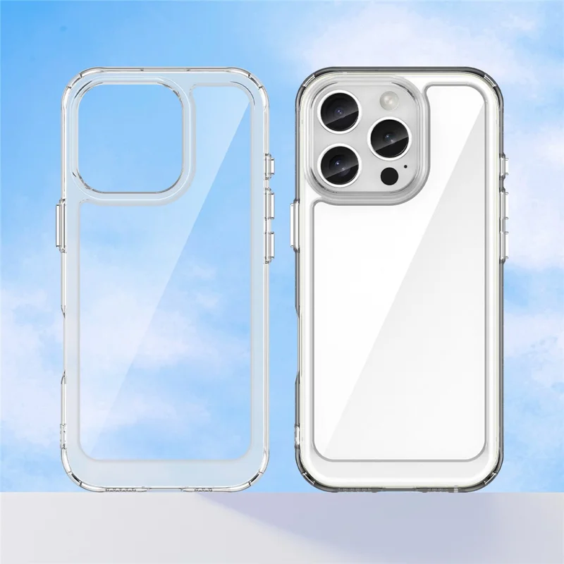 Per iPhone 16 Pro Clear Case TPU + Custodia posteriore in acrilico (Foro obiettivo posteriore grande)