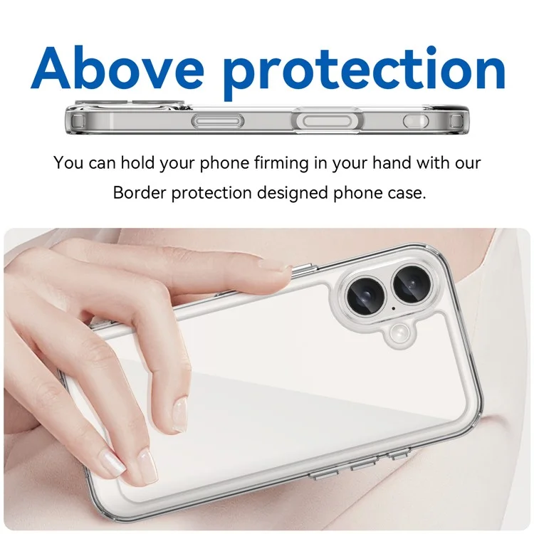 Für iPhone 16 Klare Hülle TPU + Acryl Schlanke Handyhülle (Großes Kameraloch hinten)