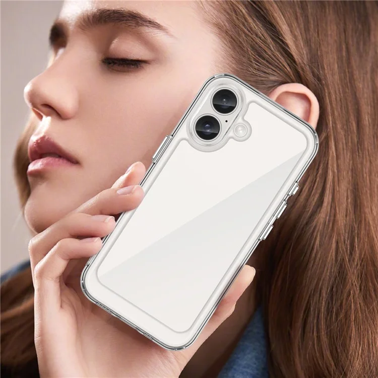 Für iPhone 16 Klare Hülle TPU + Acryl Schlanke Handyhülle (Großes Kameraloch hinten)