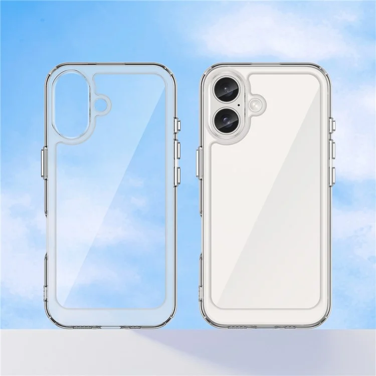 Für iPhone 16 Klare Hülle TPU + Acryl Schlanke Handyhülle (Großes Kameraloch hinten)