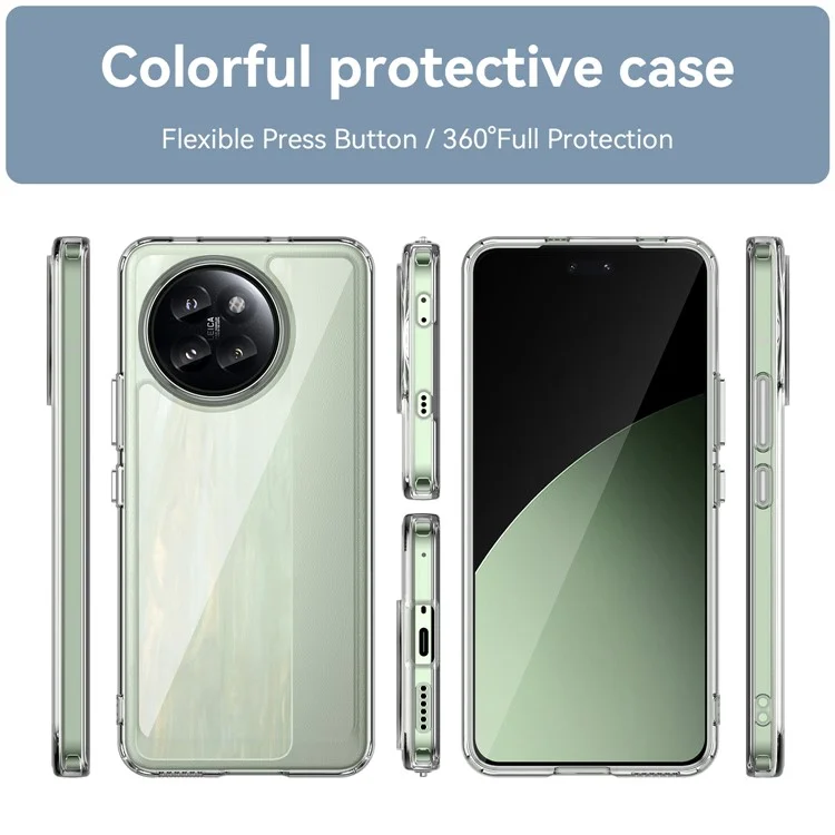 For Xiaomi Civi 4 Pro 5G / 14 Civi 5G Clear Case Electroplating Buttons (Big Rear Lens Hole)