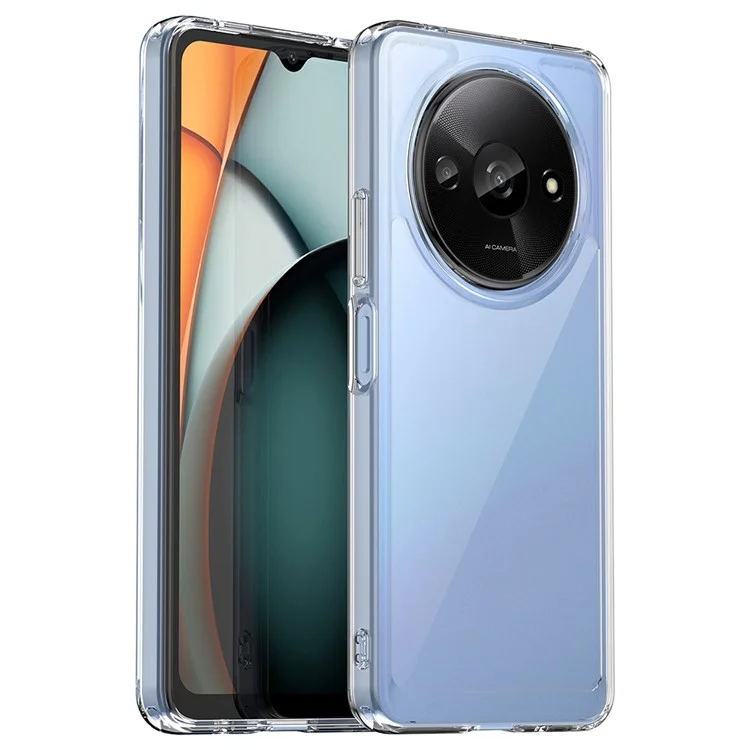 Para Xiaomi Redmi A3 / Poco C61 4G Case Clear Phone Cover com Botões Electroplatados (Big Rear Lens Hole)
