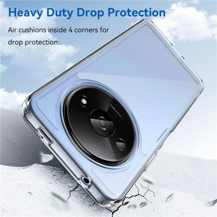 Para Xiaomi Redmi A3 / Poco C61 4G Case Clear Phone Cover com Botões Electroplatados (Big Rear Lens Hole)