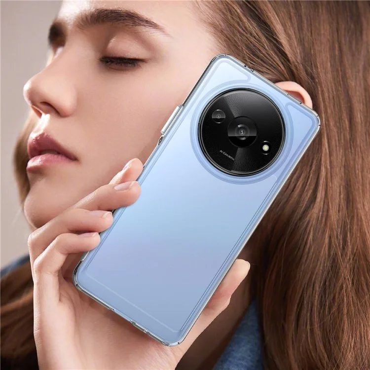 Para Xiaomi Redmi A3 / Poco C61 4G Case Clear Phone Cover com Botões Electroplatados (Big Rear Lens Hole)