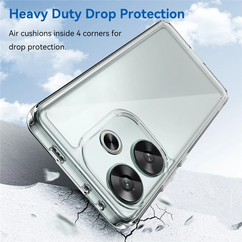 For Xiaomi Redmi Turbo 3 5G  /   Poco F6 5G Case Clear Phone Cover with Electroplated Buttons (Big Rear Lens Hole)