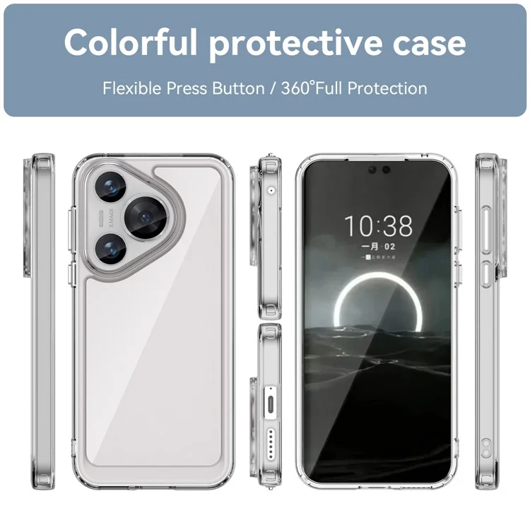 Für Huawei Pura 70 Pro / 70 Pro+ Hülle Ultra-Transparent Handyhülle mit Elektroplattierte Knöpfe (Großes Kameralinse Loch)