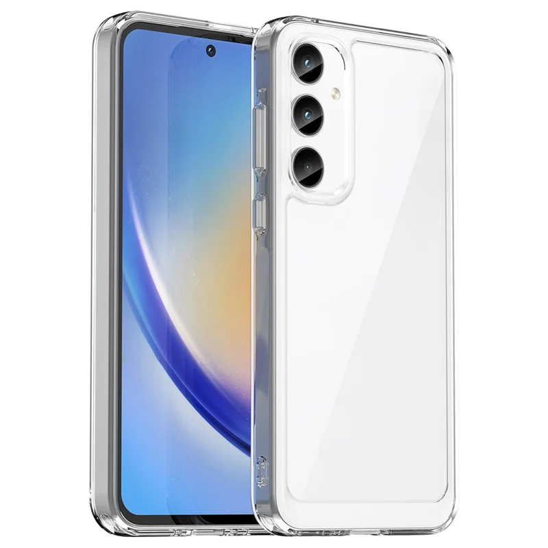 Для Samsung Galaxy A35 5G Чехол Crystal Clear Phone Cover с электропокрытыми кнопками (большое отверстие для задней линзы)