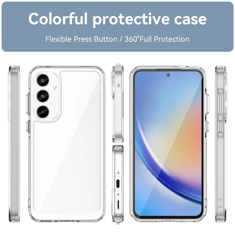 Для Samsung Galaxy A35 5G Чехол Crystal Clear Phone Cover с электропокрытыми кнопками (большое отверстие для задней линзы)
