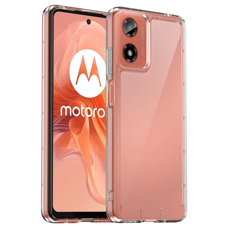 Per Motorola Moto G24 4G Case Crystal Clear Phone Cover con pulsanti placcati in metallo (grande foro per lente posteriore)