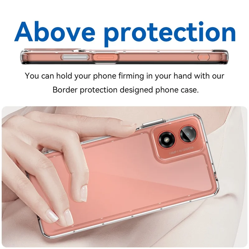 Per Motorola Moto G24 4G Case Crystal Clear Phone Cover con pulsanti placcati in metallo (grande foro per lente posteriore)